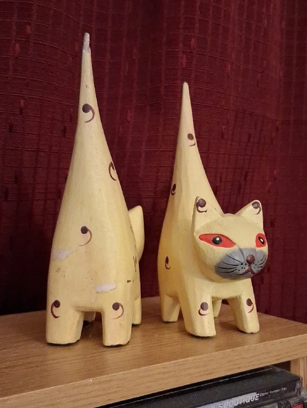 Cat Wooden Statue-2 Cats